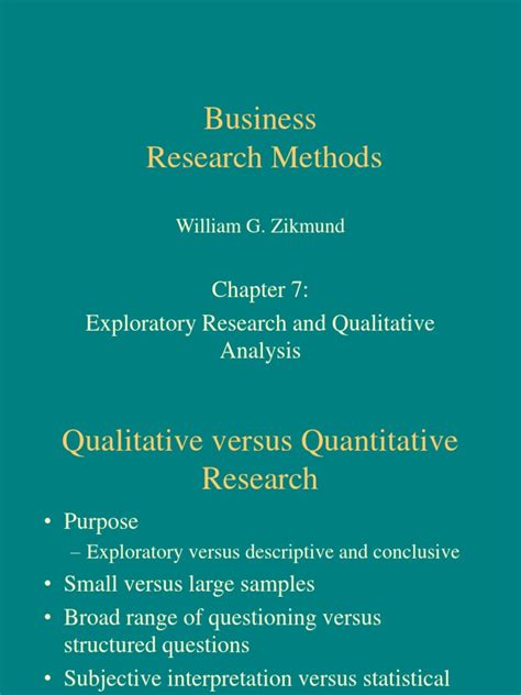 Business Research Methods: Exploratory Research and Qualitative ... 