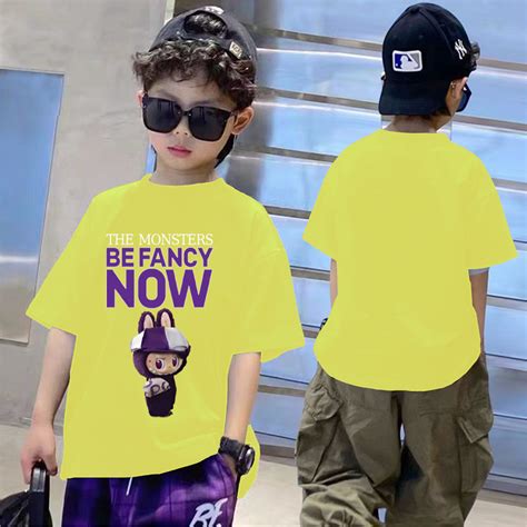 HOT เสอยดเดกแฟชนรบซมเมอร เสอยด Labubu Pop Mart ผาคอตตอน ระบายอากาศไดด เสอผา