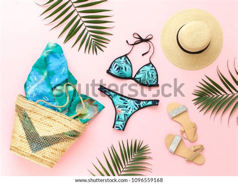 Bikini Swimsuit Tropical Print Silver Glitter Stock Photo Shutterstock