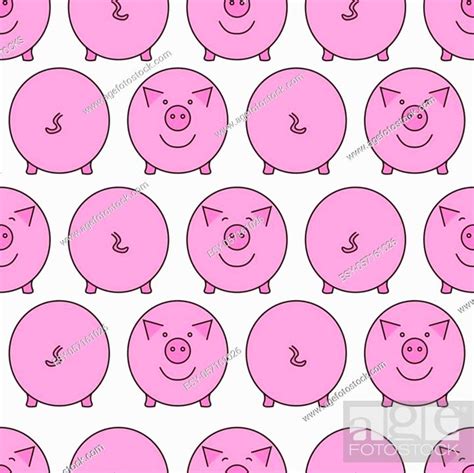 Pink pig. Front view and back view. Pig's snout and pig's tail, Stock ...