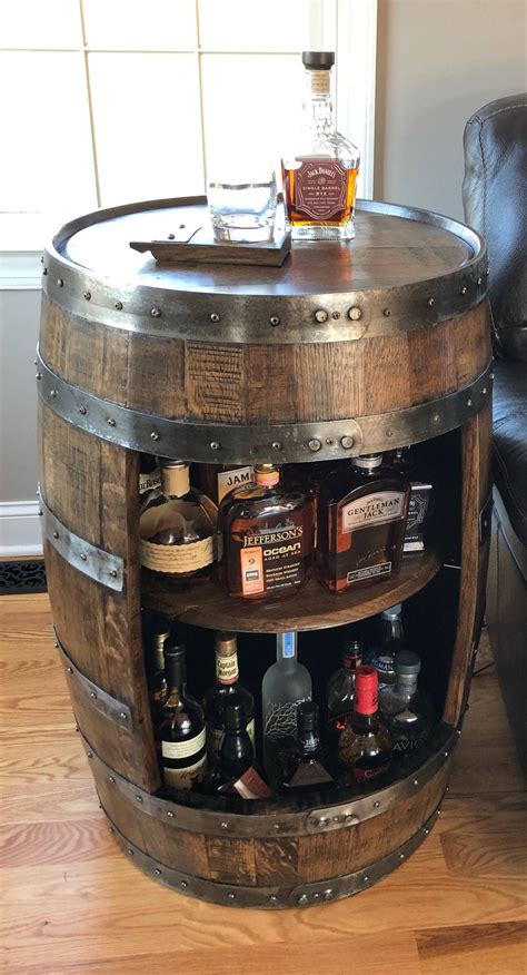 Whiskey Barrel Liquor Cabinet Handcrafted From A Reclaimed Whiskey Barrel