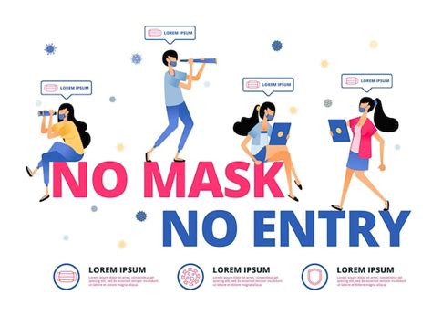 Иллюстрация предупреждение об отсутствии маски запись запрещена ...