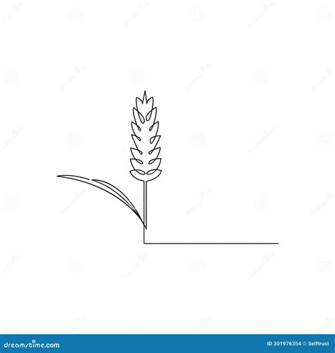 Vector Continuous Line Art Drawing Of Whole Organic Healthy Food Wheat Grain For Farm Logo