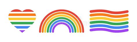 Lgbt Icons Set Gay Lesbian Transgender And Bisexual Pride Flag LGBTQIA Culture Symbol