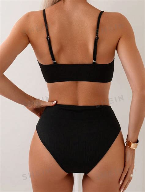 SHEIN Swim Conjunto Maiô Bikini Feminino para Praia de Verão Estilo Simples e Sexy SHEIN Brasil