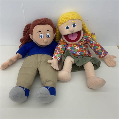 Silly Puppets Toys Lot Hand Rod Full Body Plush Puppets Brunette Blonde Girl Woman Silly