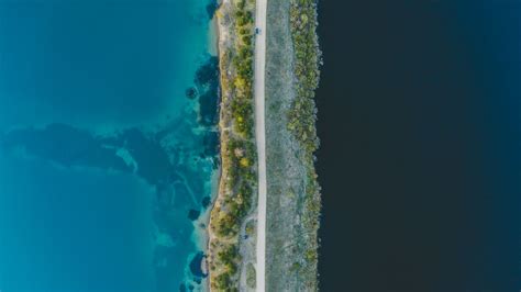 wallpaper  road aerial view water full hd hdtv