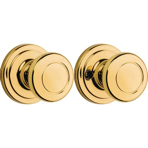 Kwikset Cameron Polished Brass Interior Hall Closet Passage Door Knob With Antimicrobial