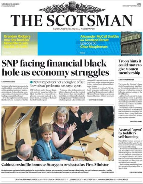 Scotland S Papers SNP Sex Claims And Women At Troon BBC News