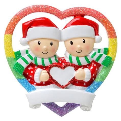 Personalized Rainbow Heart Same Sex Couple Male Personalized Etsy