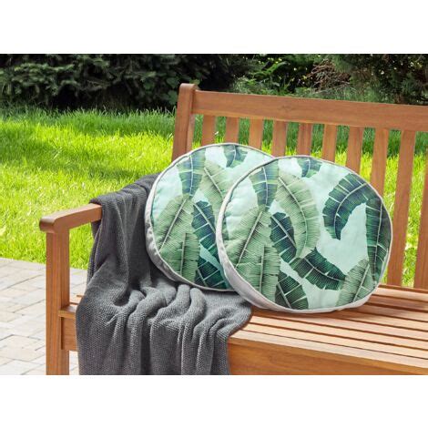 Coussins D Coratifs De Jardin Tissu Vert Motif De Feuilles X