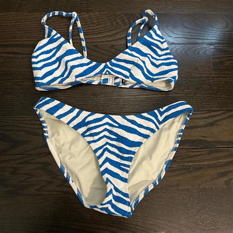 MAIA ZEBRA SPLASH Triangl Bikini TOP Size Medium Depop