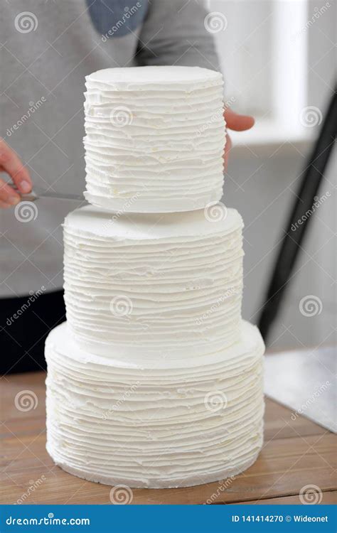 Three Parts Naked Wedding Cake With Raspberries Stock Photo Image Of Party Compose 141414270