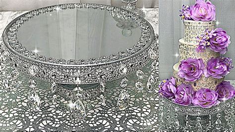 Diy Mirror Crystal Glam Cake Stand Diy Wedding Cake Stand Decor Ideas Diy Decorating Ideas Youtube