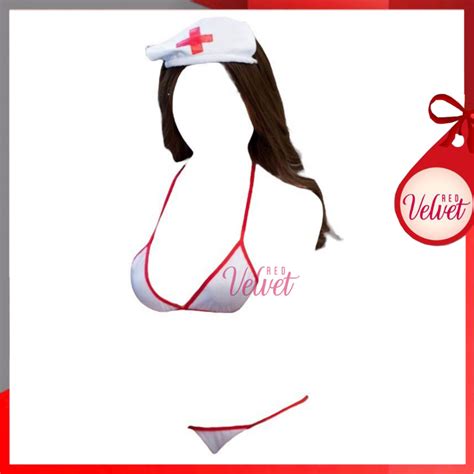 Jual Rv Kostum Costume Lingerie Set Bra Sexy G String Model Cosplay Nurse Suster Model Ikat