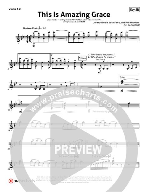 This Is Amazing Grace Violin Sheet Music PDF Phil Wickham PraiseCharts