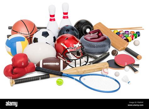 Sports game equipment. 3D rendering isolated on white background Stock ...