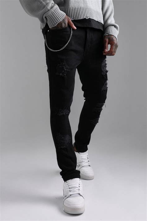 Rip And Repair Skinny Jeans Boohoo