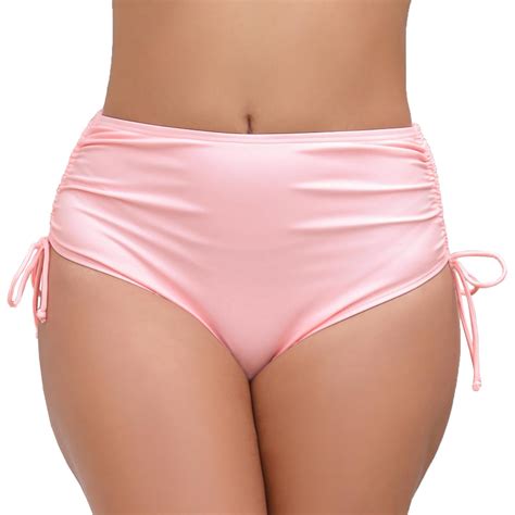 JOYBIK Women S High Waisted Full Coverage Cheeky Bikini Bottoms Tummy Control Adjustable