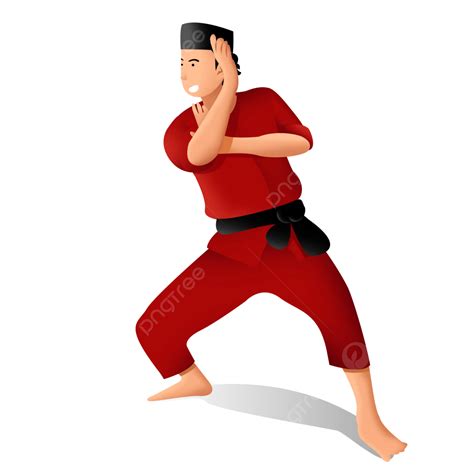 Um Lutador Betawi De Camisa Vermelha Png Silat Betawi Indonésia