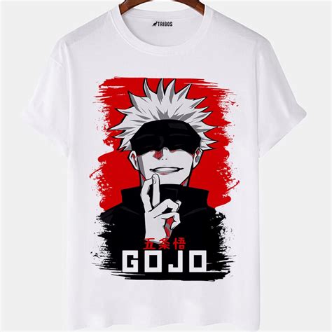 Camiseta Masculina Satoru Gojo Jujutsu Kaisen Anime Camisa Blusa Branca