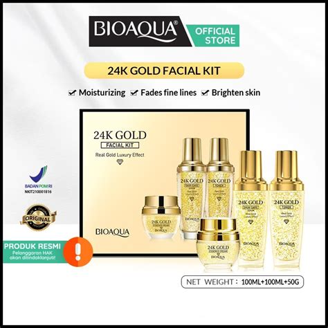 Jual Bioaqua K Gold Facial Kit Paket Skincare Toner Serum Cream