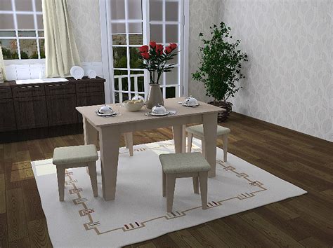 Обеденная зона ЭВКАЛИПТ (стол+4 табурета) Ясень темный купить в ...