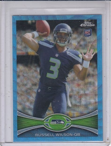 Russell Wilson Topps Chrome Blue Wave Refractor Bw Rc Seahawks