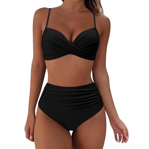 Generic New Split High Waist Sexy Swimwear Small Breasts Lady S Push Up Bikini Female