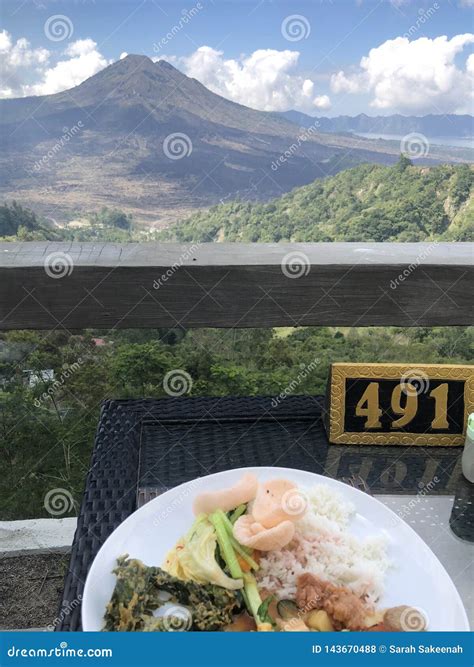 Lunch With Kintamani Volcano View In Bali Stock Photo Image Of View