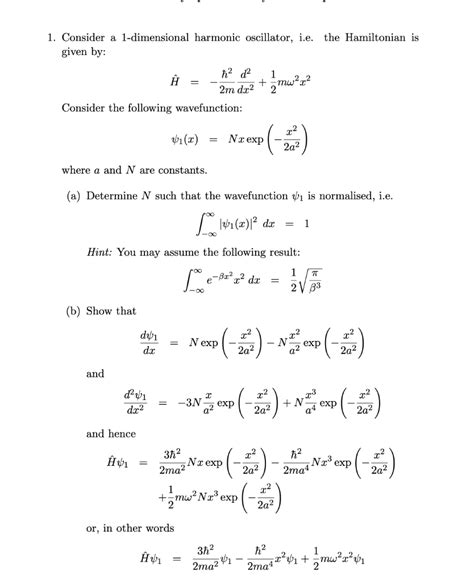 Solved 1. Consider a 1-dimensional harmonic oscillator, i.e. | Chegg.com