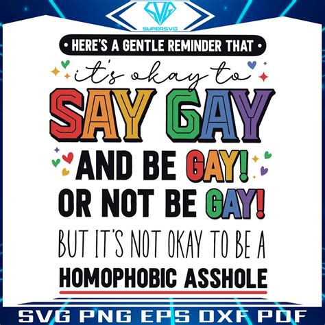 Its Ok To Say Gay Rainbow Proud LGBTQ SVG Graphic Design Files