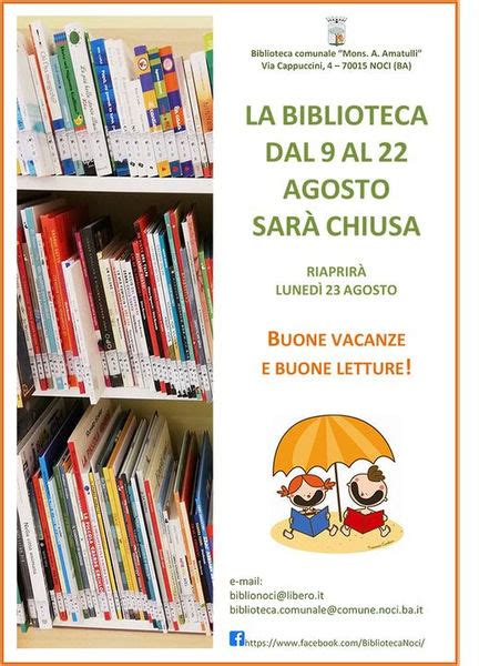 NOCI24 It Avviso Chiusura Estiva Biblioteca Comunale