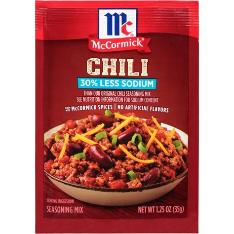 Mccormick Less Sodium Chili Seasoning Mix 125 Oz