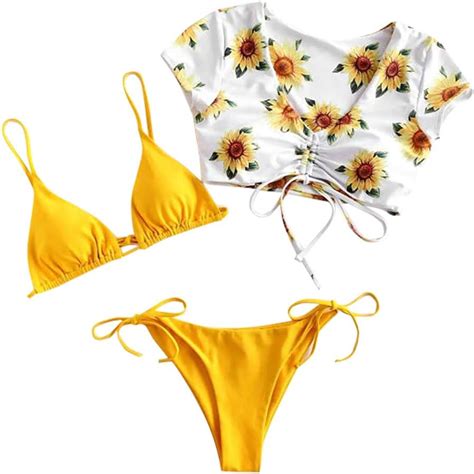 Sunflower Tankini Swimsuit For Women Adjustable Criss Cross Straps Bikini Set Ruched High
