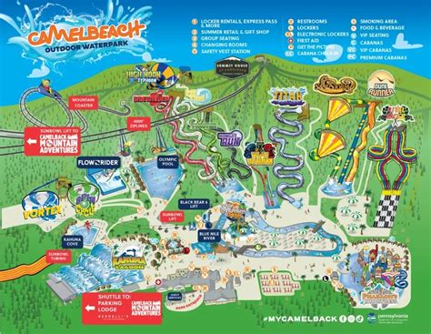 Camelbeach Outdoor Waterpark at Camelback Resort Map and Brochure (2020 ...