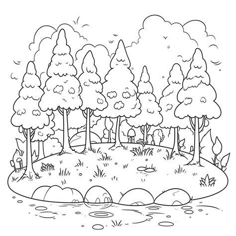 "Ausmalbild Mini-Wald" Ausmalbild - kostenlos herunterladen