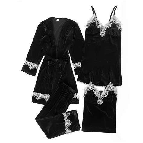 Mrat Plus Size Lingerie Set Women Pajama Sets Pc Nightgown Gold Womens Robes Onesie For Women