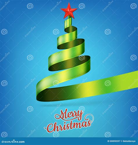 Christmas Tree From Green Ribbon And Star Eps 10 Stock Vector