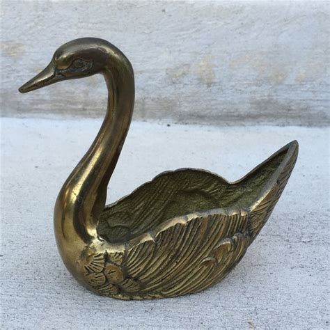 Vintage Brass Swan Planters A Pair Chairish