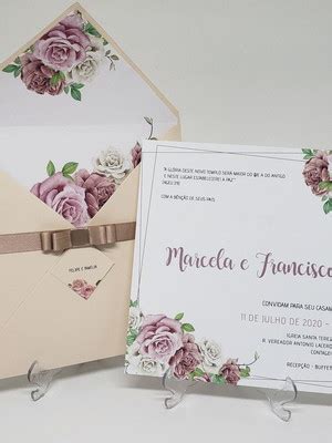 Convite Casamento Rose Nude Iniciais Elo
