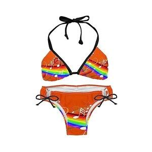 Suojapuku Bikini Da Donna Costume Da Bagno A Due Pezzi Nota Musicale Arcobaleno Insiemi Del