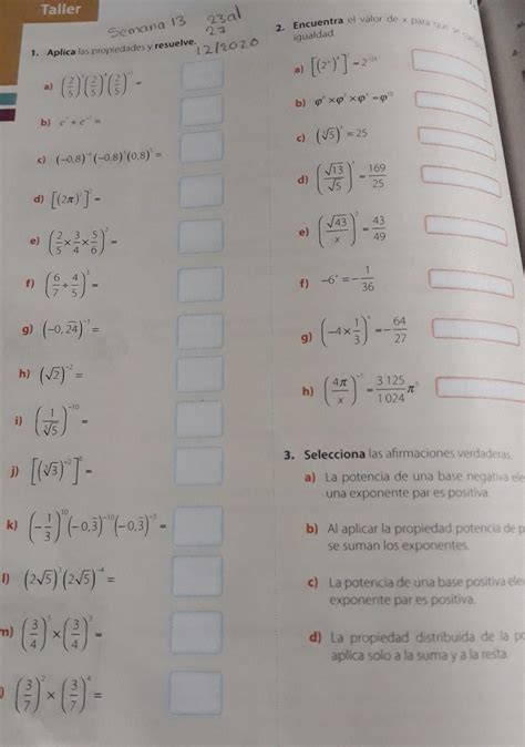 Ayuda Quiero La Respuesta El 1 Aplica Las Propiedades Y Resuelve Y Del 2 Encuentra El Valor De