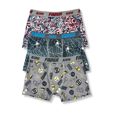 Kit c Cueca Infantil Boxer Desenhos Sortidos Faber Galé Lingerie Calcinhas sutiãs