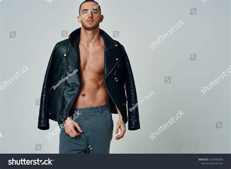 Стоковая фотография 1262955970 Sexy Fashionable Man Naked Torso Jacket Shutterstock