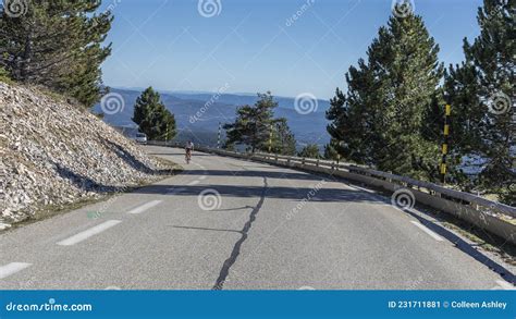 Cyclist Climbing Mont Ventoux on His Cycle Stock Image - Image of ...