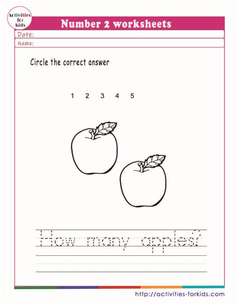 Number 2 worksheets free printable