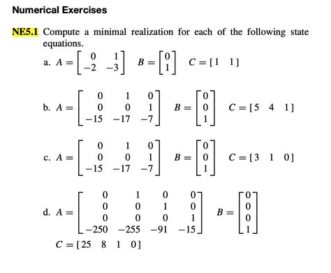 Solved Numerical Exercises Ne Compute A Minimal Chegg