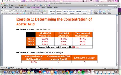 Solved Determining the Concentration of Acetic Acid NaOH | Chegg.com