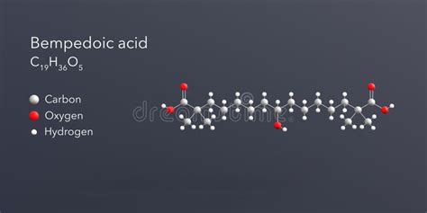 Bempedoic Acid Molecule D Rendering Flat Molecular Structure With